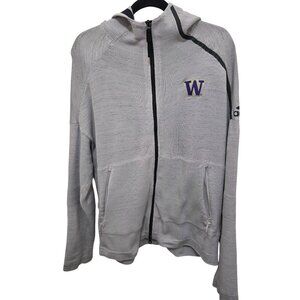 Adidas Washington Huskies Full-Zip Gray Hoodie Sweatshirt Raglan Sleeves Zipper